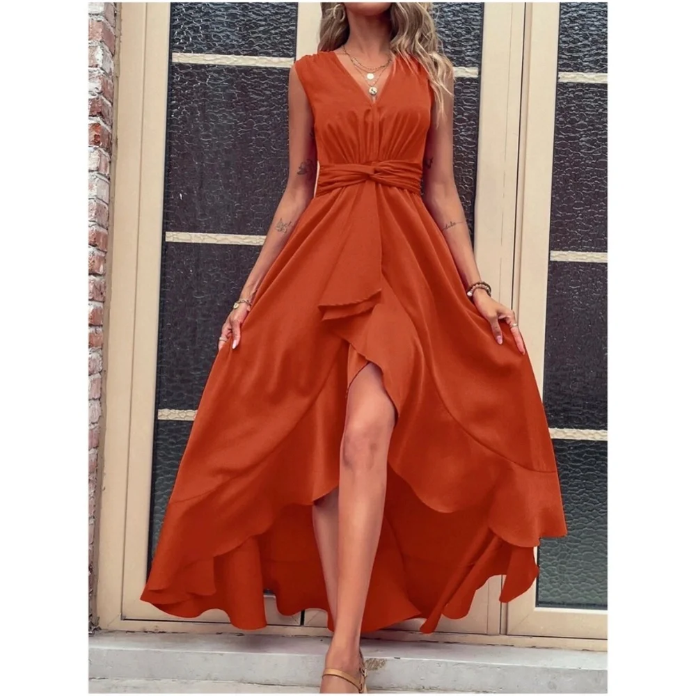 Boho Sleeveless High Low Ruffle Maxi Dress - Picture 8 of 14